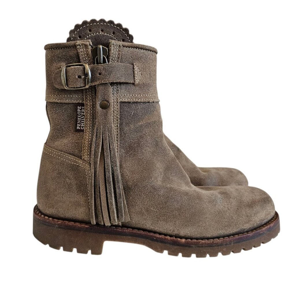 Penelope Chilvers Gaucho Birch Cropped Suede Leather Tassel Ankle Boots 37/6